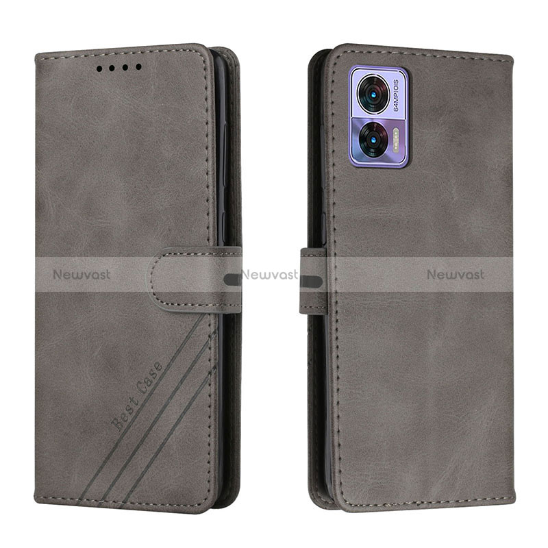 Leather Case Stands Flip Cover Holder H02X for Motorola Moto Edge 30 Neo 5G Gray