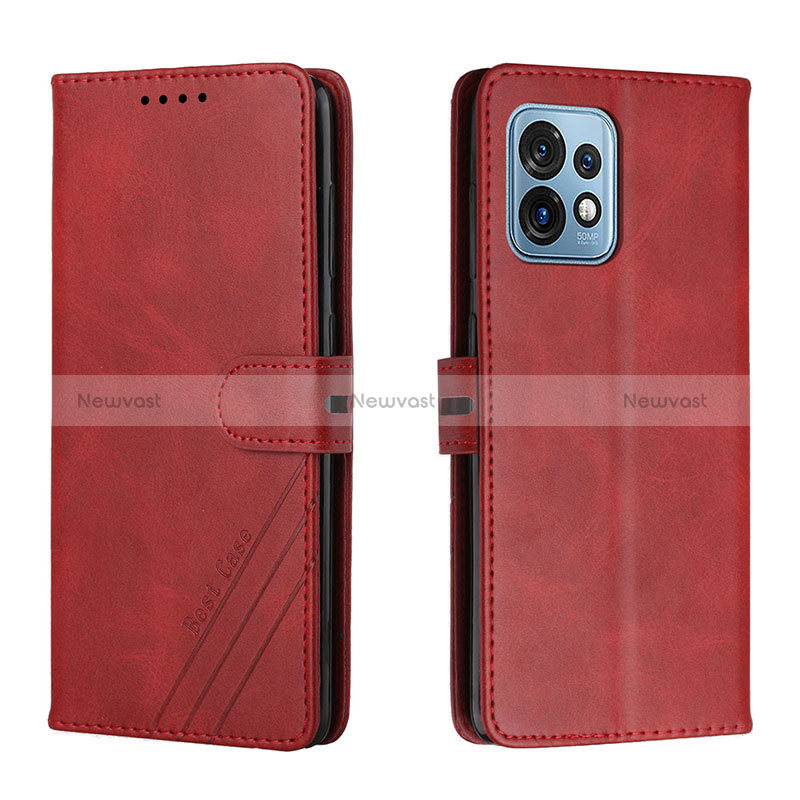 Leather Case Stands Flip Cover Holder H02X for Motorola Moto Edge 40 Pro 5G Red