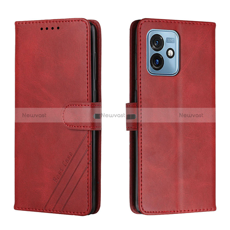 Leather Case Stands Flip Cover Holder H02X for Motorola Moto G 5G (2023) Red