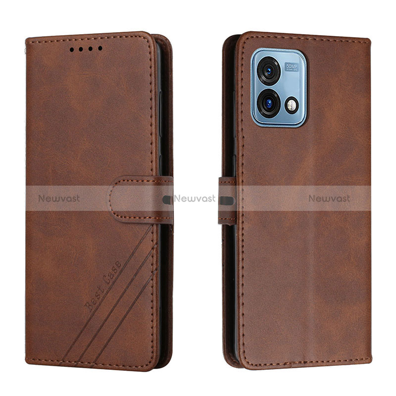 Leather Case Stands Flip Cover Holder H02X for Motorola Moto G Stylus (2023) 4G Brown