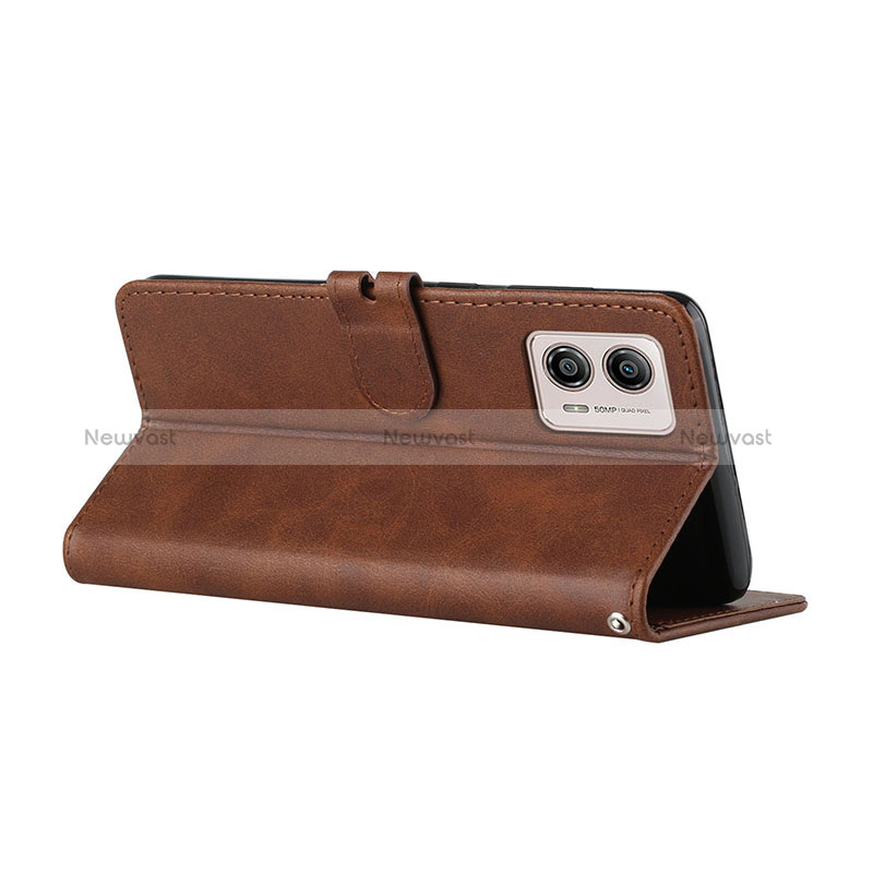 Leather Case Stands Flip Cover Holder H02X for Motorola Moto G53 5G