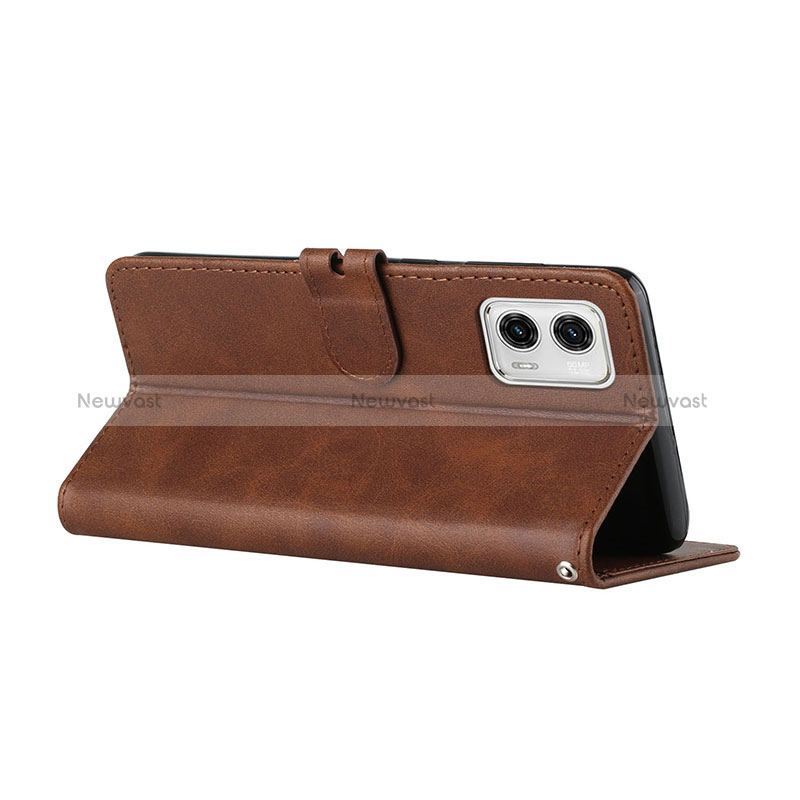 Leather Case Stands Flip Cover Holder H02X for Motorola Moto G73 5G