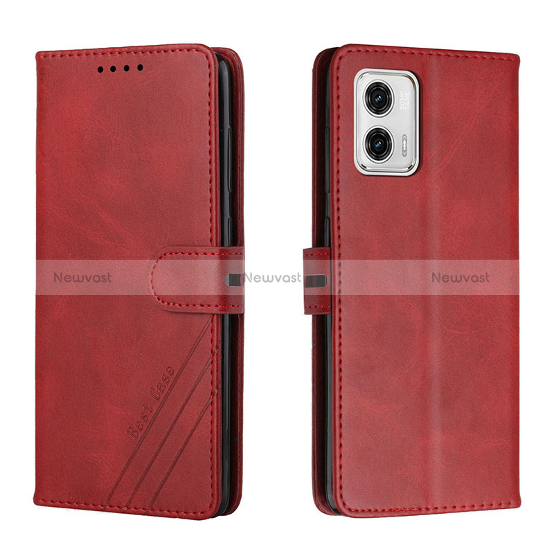 Leather Case Stands Flip Cover Holder H02X for Motorola Moto G73 5G