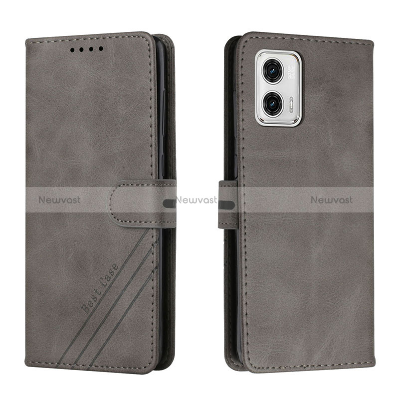 Leather Case Stands Flip Cover Holder H02X for Motorola Moto G73 5G