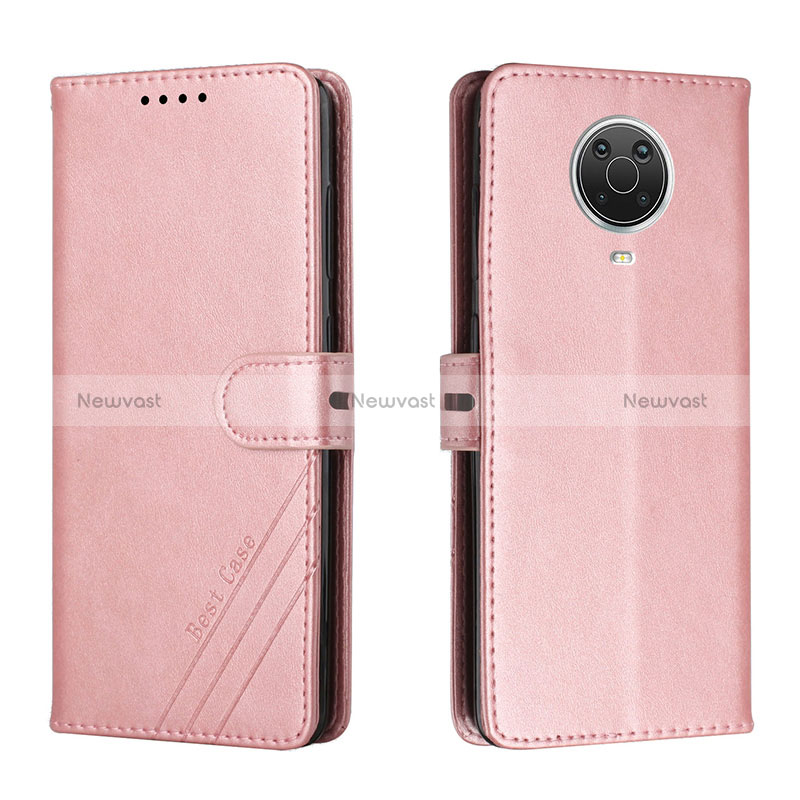 Leather Case Stands Flip Cover Holder H02X for Nokia G20 Rose Gold