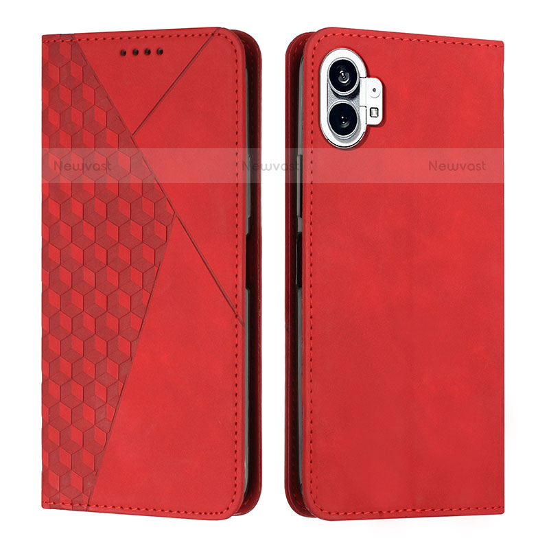 Leather Case Stands Flip Cover Holder H02X for Nothing Phone 1 Red