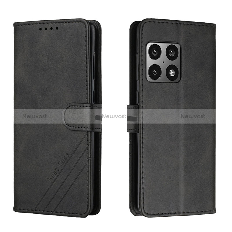 Leather Case Stands Flip Cover Holder H02X for OnePlus 10 Pro 5G Black