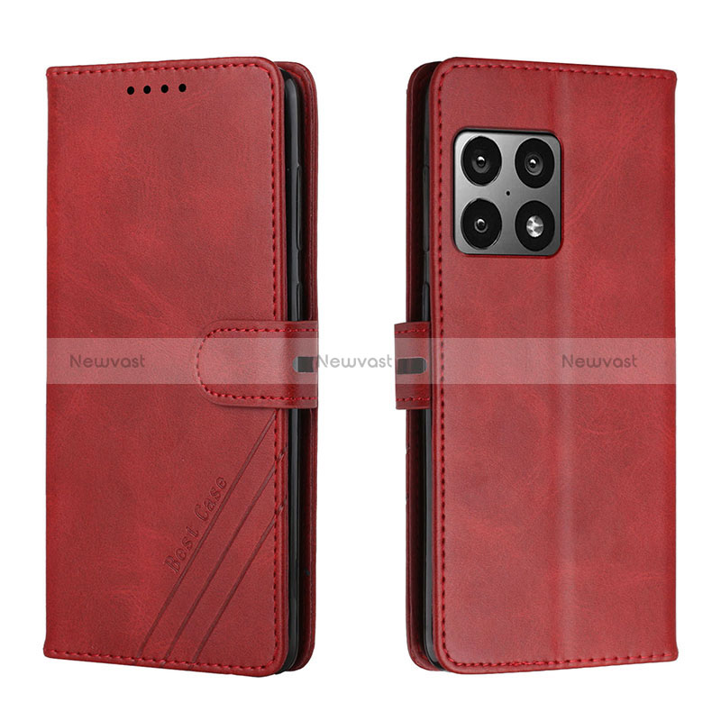 Leather Case Stands Flip Cover Holder H02X for OnePlus 10 Pro 5G Red