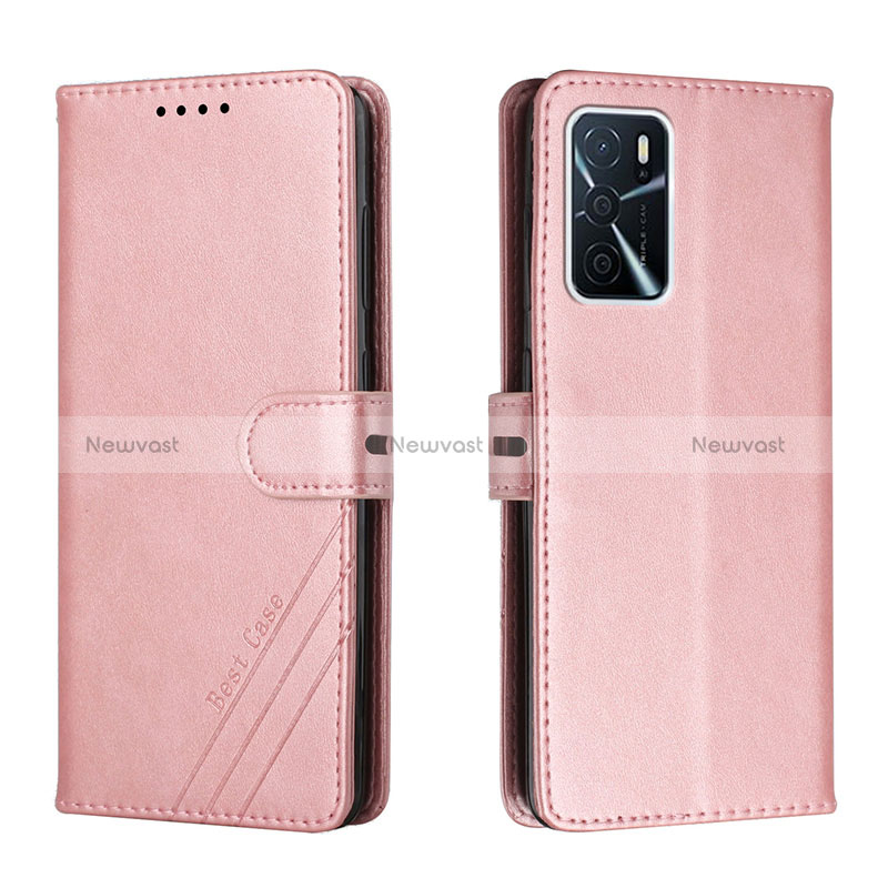 Leather Case Stands Flip Cover Holder H02X for Oppo A53s 5G