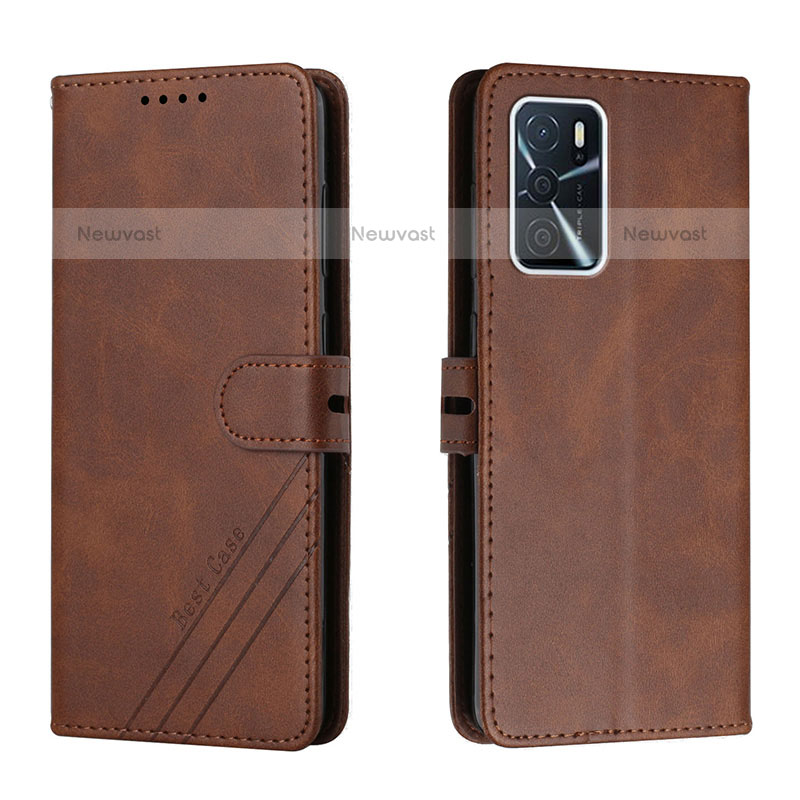 Leather Case Stands Flip Cover Holder H02X for Oppo A55 5G