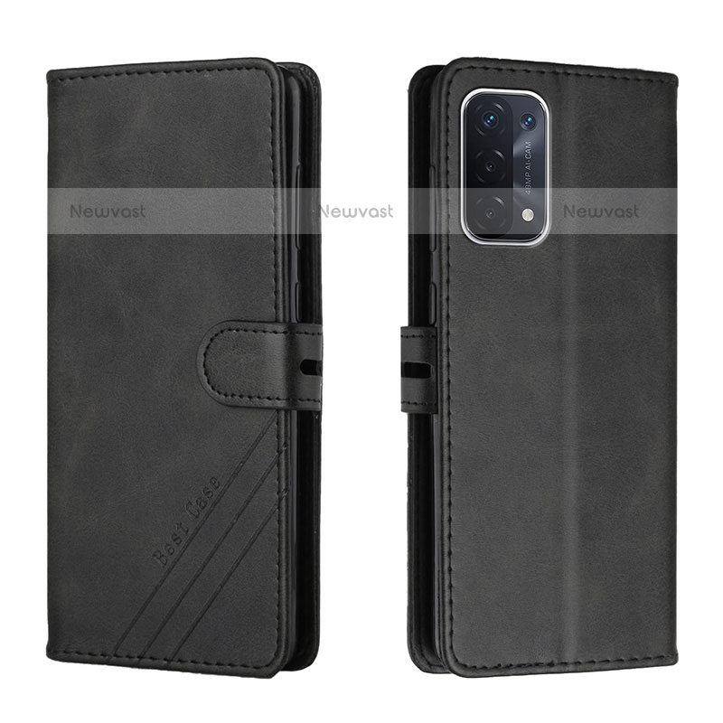 Leather Case Stands Flip Cover Holder H02X for Oppo A93 5G Black