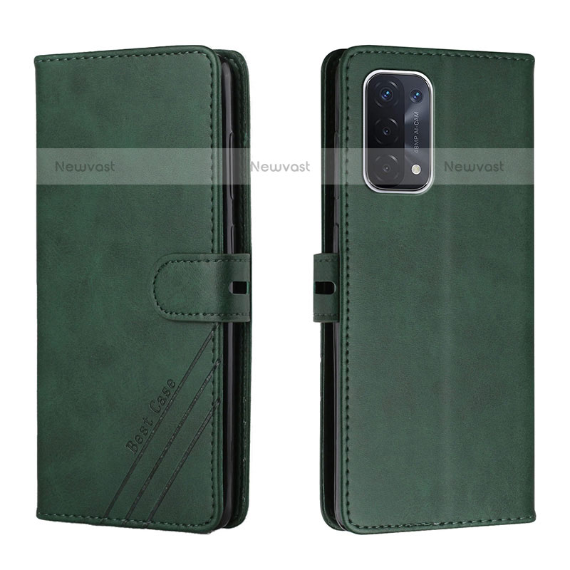 Leather Case Stands Flip Cover Holder H02X for Oppo A93 5G Green