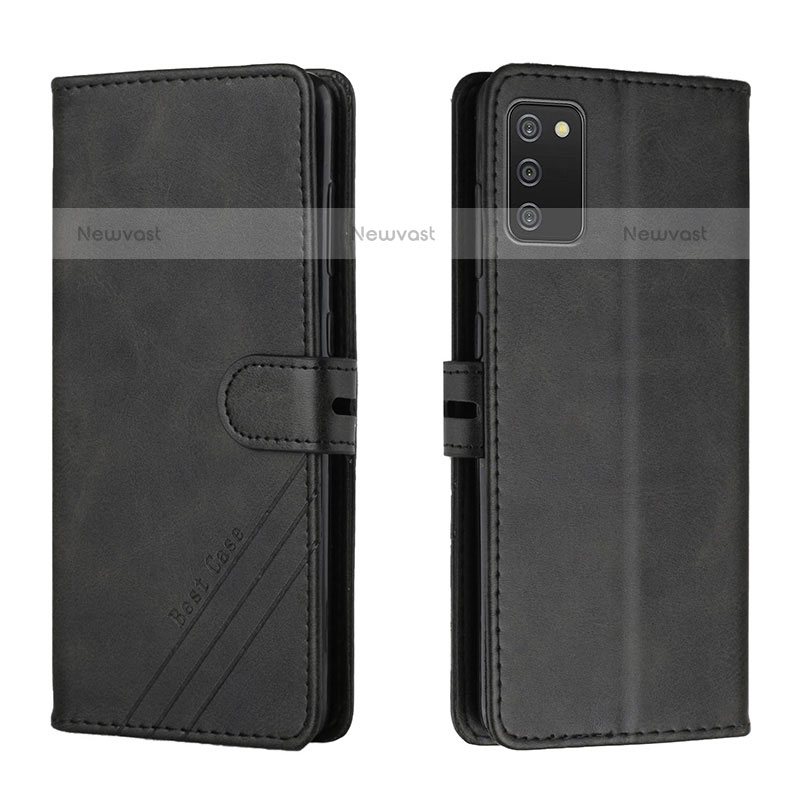 Leather Case Stands Flip Cover Holder H02X for Samsung Galaxy A02s Black