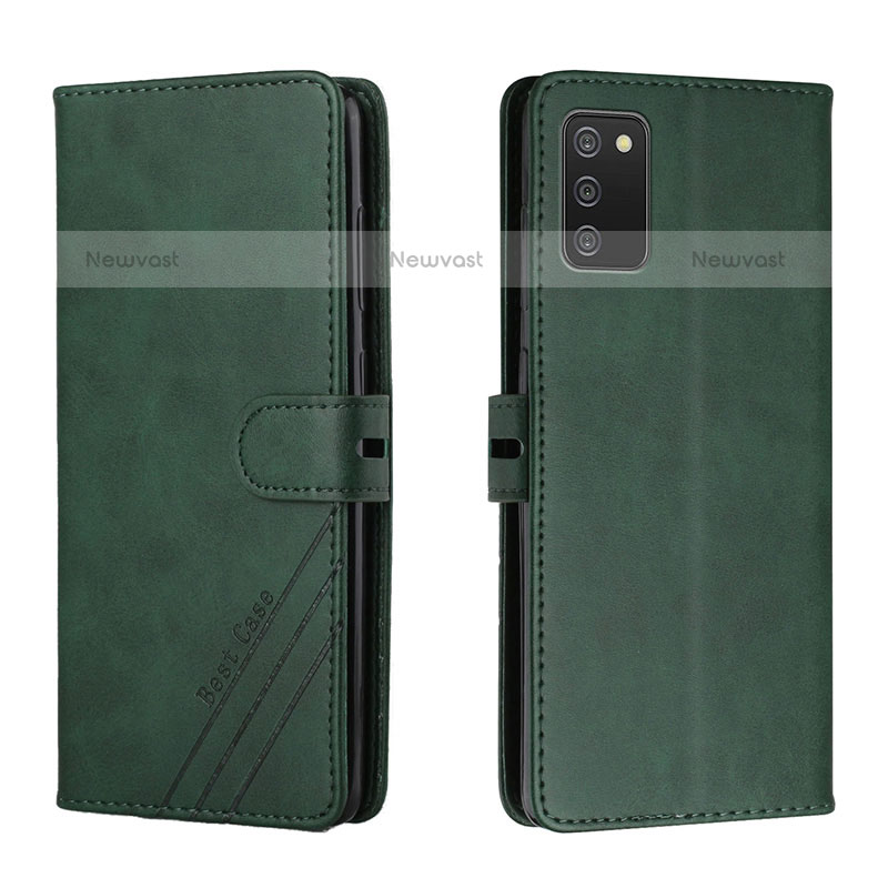 Leather Case Stands Flip Cover Holder H02X for Samsung Galaxy A02s Green