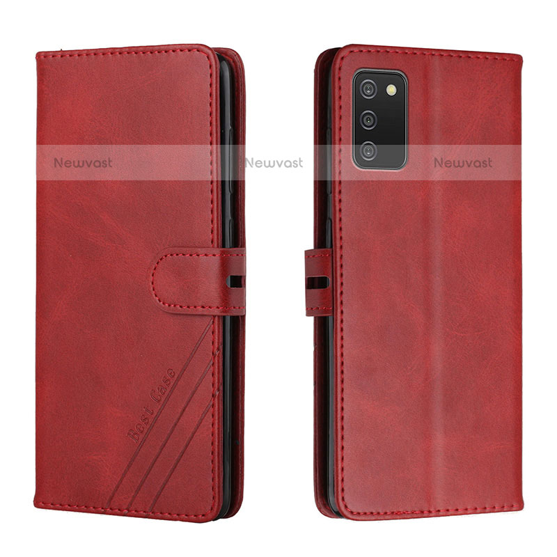 Leather Case Stands Flip Cover Holder H02X for Samsung Galaxy A02s Red