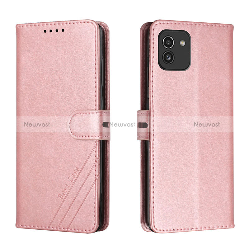 Leather Case Stands Flip Cover Holder H02X for Samsung Galaxy A03