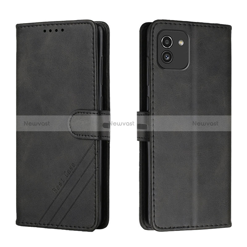 Leather Case Stands Flip Cover Holder H02X for Samsung Galaxy A03