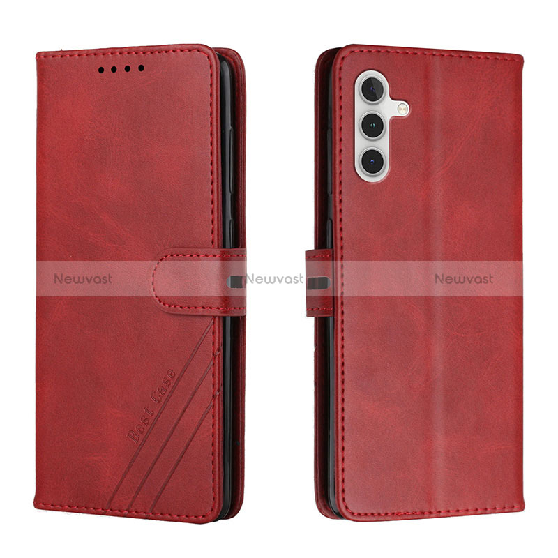 Leather Case Stands Flip Cover Holder H02X for Samsung Galaxy A04s Red