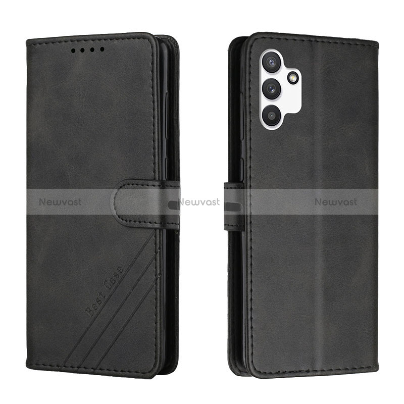 Leather Case Stands Flip Cover Holder H02X for Samsung Galaxy A13 4G Black