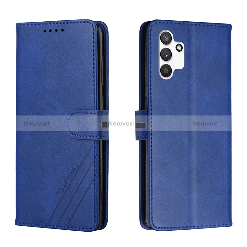 Leather Case Stands Flip Cover Holder H02X for Samsung Galaxy A13 4G Blue