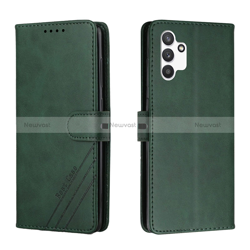 Leather Case Stands Flip Cover Holder H02X for Samsung Galaxy A13 4G Green