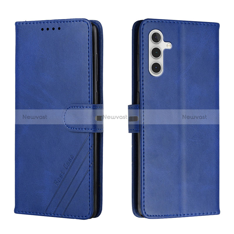 Leather Case Stands Flip Cover Holder H02X for Samsung Galaxy A13 5G Blue