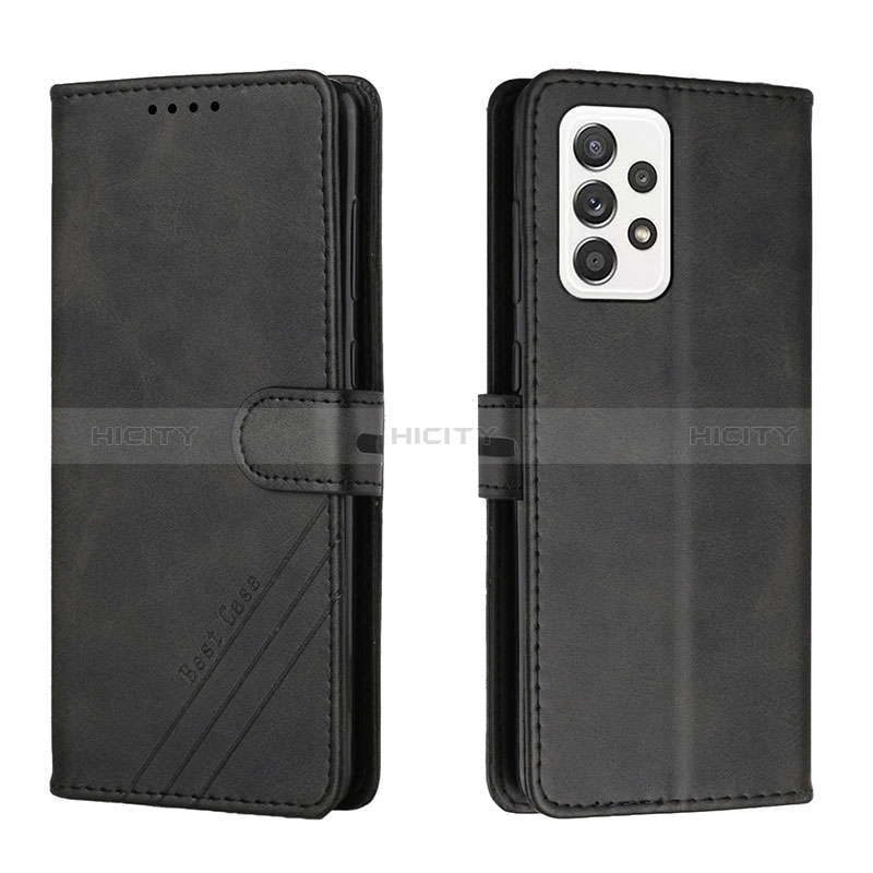 Leather Case Stands Flip Cover Holder H02X for Samsung Galaxy A53 5G Black