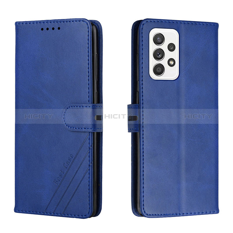 Leather Case Stands Flip Cover Holder H02X for Samsung Galaxy A53 5G Blue
