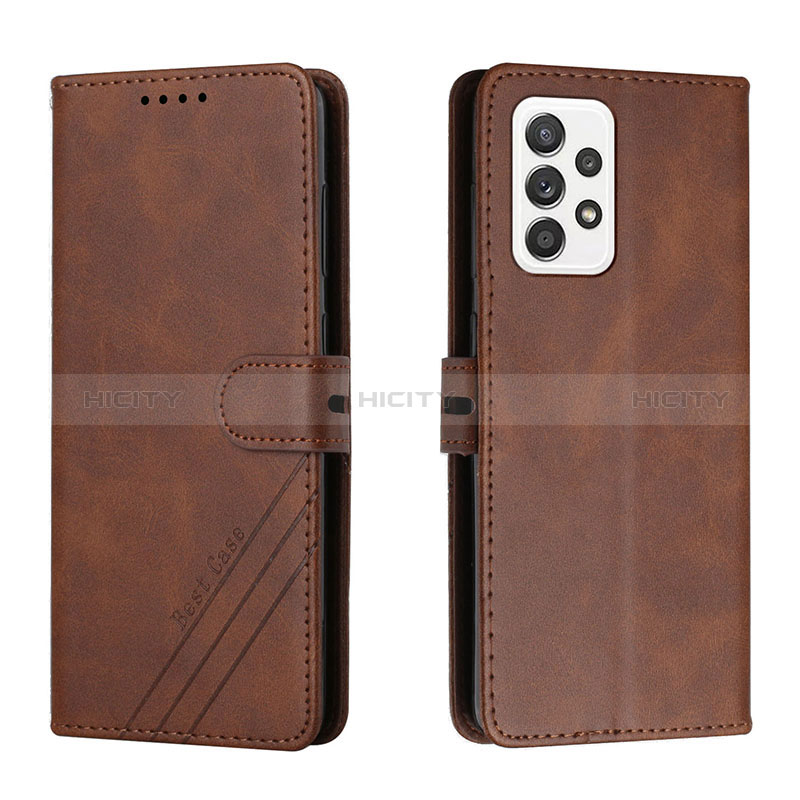 Leather Case Stands Flip Cover Holder H02X for Samsung Galaxy A53 5G Brown