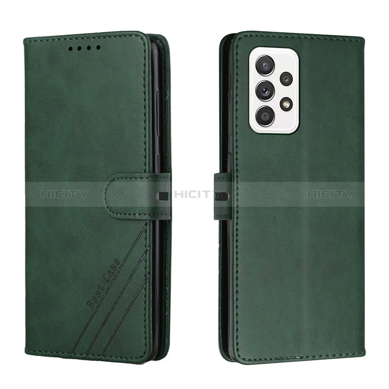 Leather Case Stands Flip Cover Holder H02X for Samsung Galaxy A53 5G Green