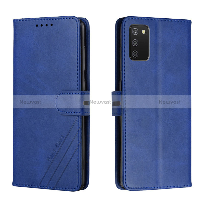 Leather Case Stands Flip Cover Holder H02X for Samsung Galaxy F02S SM-E025F Blue