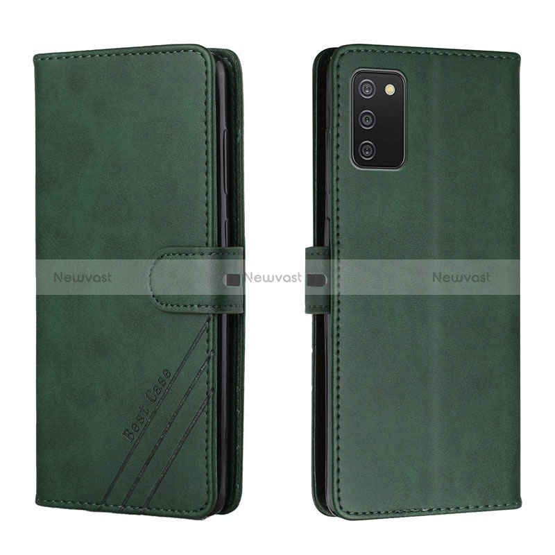 Leather Case Stands Flip Cover Holder H02X for Samsung Galaxy M02s Green