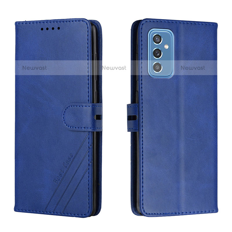 Leather Case Stands Flip Cover Holder H02X for Samsung Galaxy M52 5G Blue