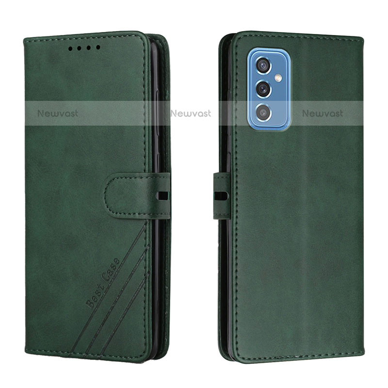 Leather Case Stands Flip Cover Holder H02X for Samsung Galaxy M52 5G Green