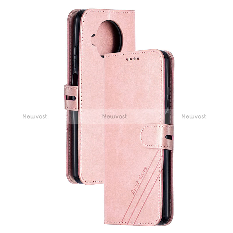 Leather Case Stands Flip Cover Holder H02X for Xiaomi Mi 10i 5G Rose Gold