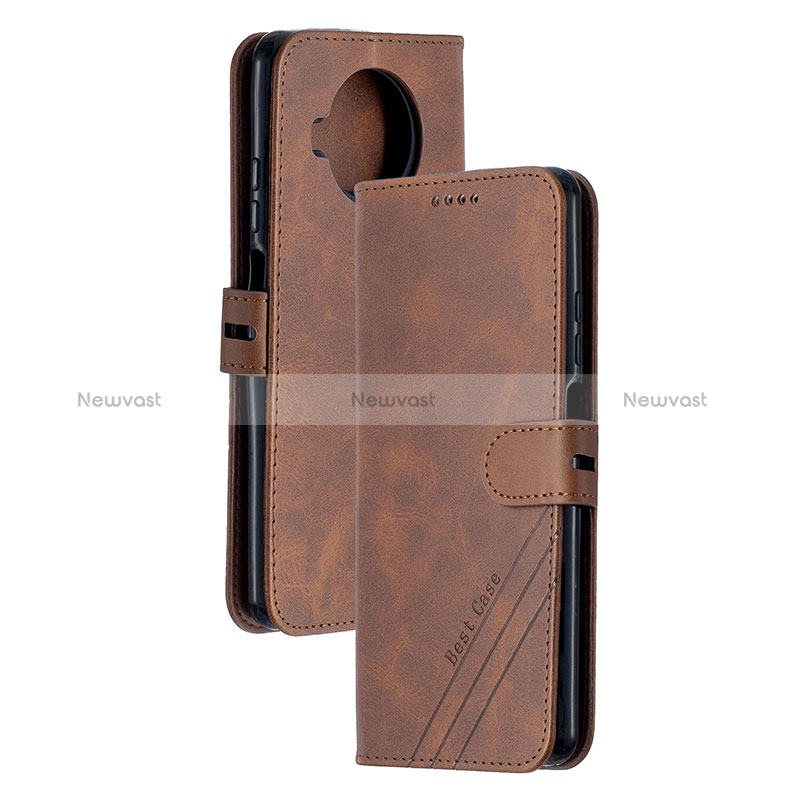 Leather Case Stands Flip Cover Holder H02X for Xiaomi Mi 10T Lite 5G Brown