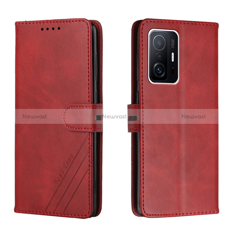 Leather Case Stands Flip Cover Holder H02X for Xiaomi Mi 11T 5G Red