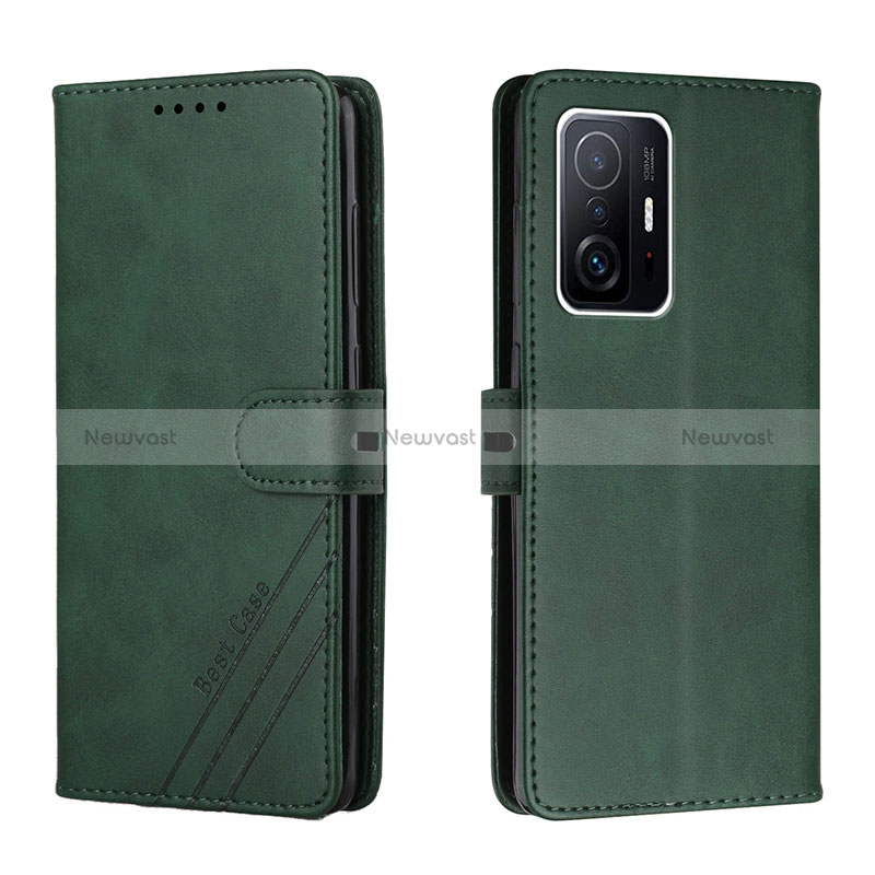 Leather Case Stands Flip Cover Holder H02X for Xiaomi Mi 11T Pro 5G Green