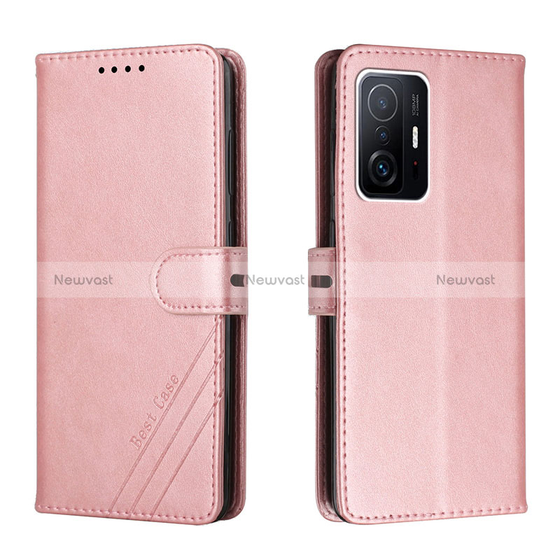 Leather Case Stands Flip Cover Holder H02X for Xiaomi Mi 11T Pro 5G Rose Gold