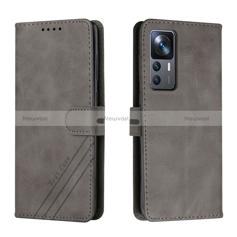 Leather Case Stands Flip Cover Holder H02X for Xiaomi Mi 12T 5G Gray