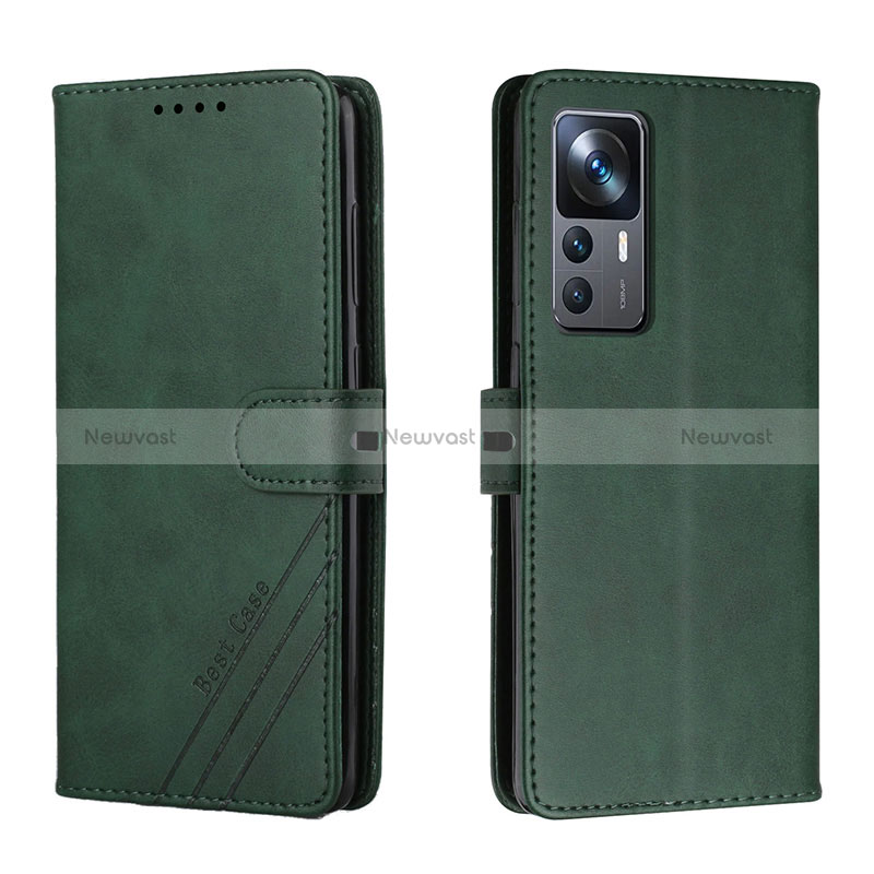 Leather Case Stands Flip Cover Holder H02X for Xiaomi Mi 12T Pro 5G Green