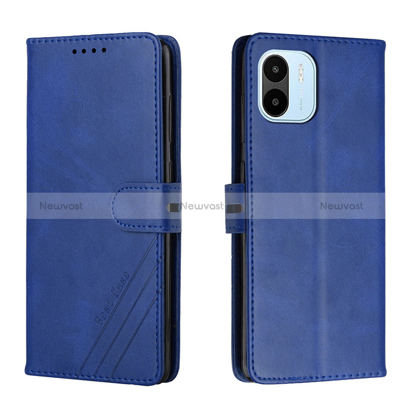 Leather Case Stands Flip Cover Holder H02X for Xiaomi Poco C51 Blue