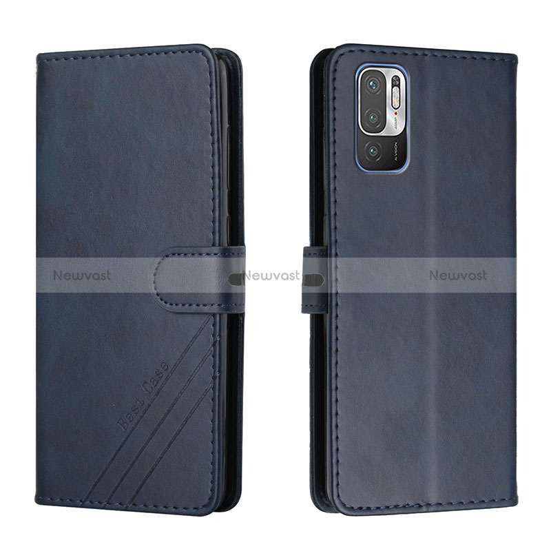 Leather Case Stands Flip Cover Holder H02X for Xiaomi POCO M3 Pro 5G Blue