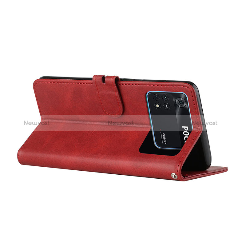 Leather Case Stands Flip Cover Holder H02X for Xiaomi Poco M4 Pro 4G