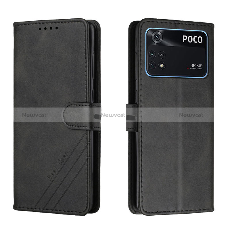 Leather Case Stands Flip Cover Holder H02X for Xiaomi Poco M4 Pro 4G