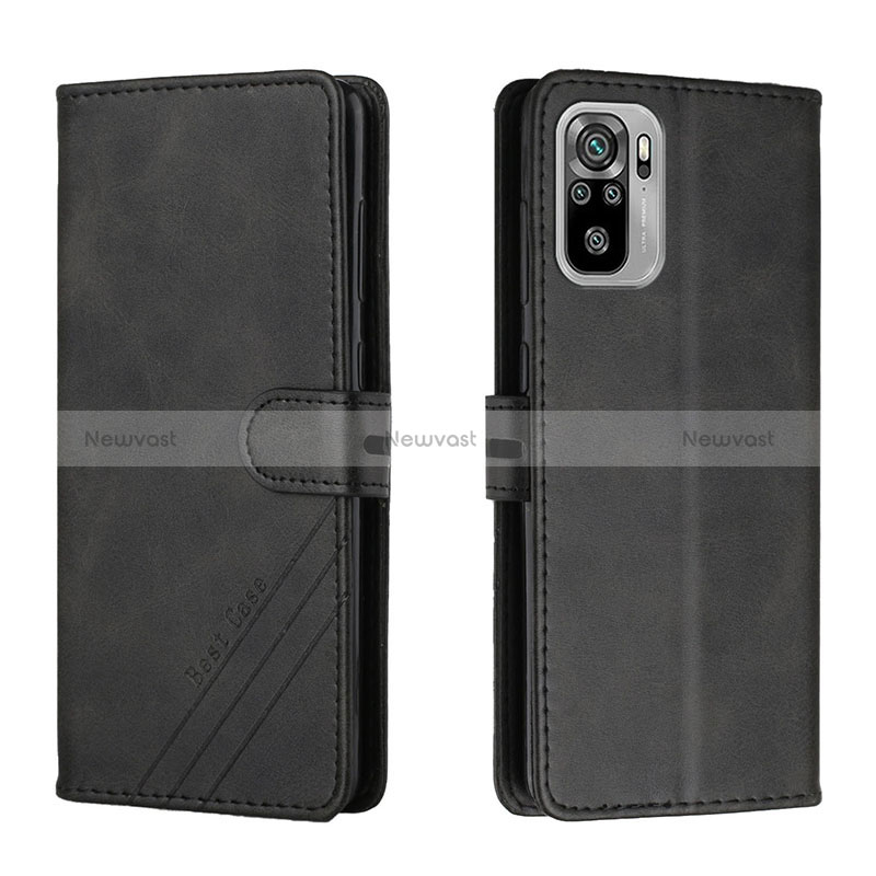 Leather Case Stands Flip Cover Holder H02X for Xiaomi Poco M5S Black