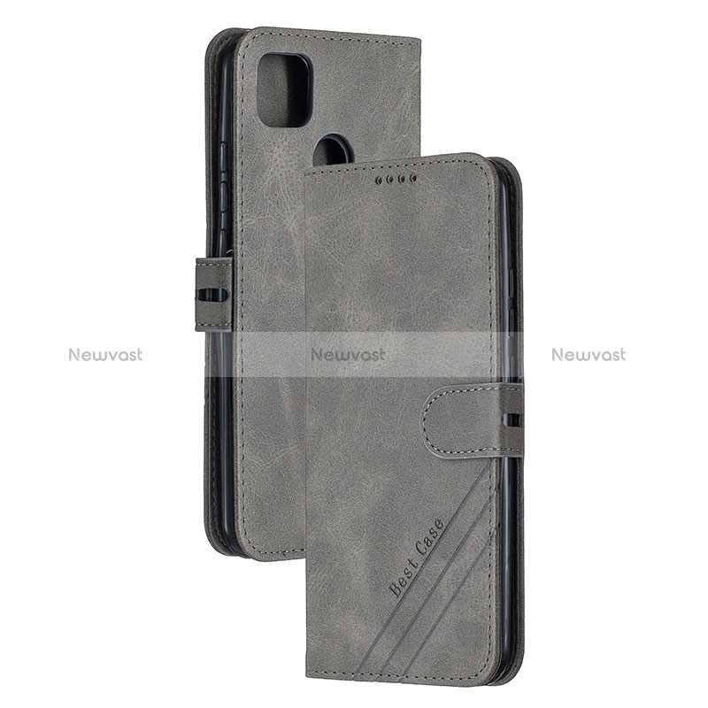 Leather Case Stands Flip Cover Holder H02X for Xiaomi Redmi 9 Activ Gray