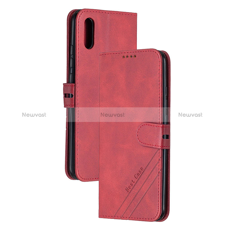 Leather Case Stands Flip Cover Holder H02X for Xiaomi Redmi 9A Red