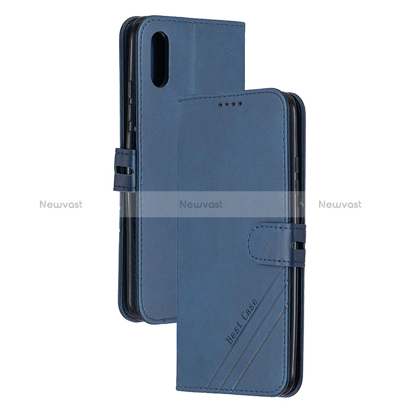 Leather Case Stands Flip Cover Holder H02X for Xiaomi Redmi 9AT Blue