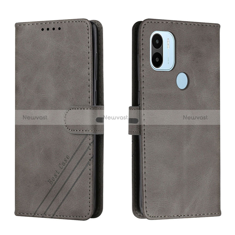 Leather Case Stands Flip Cover Holder H02X for Xiaomi Redmi A1 Plus Gray